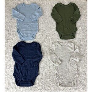 Baby Boy Clothes Lot  3 Mo, 4 Pieces, Long Sleeve Solid Bodysuits